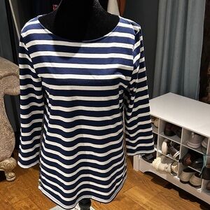 St. John's Bay Blue and White Striped Long Sleeve Tee